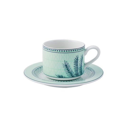 Palm Teacups & Saucer Set - 4 Person