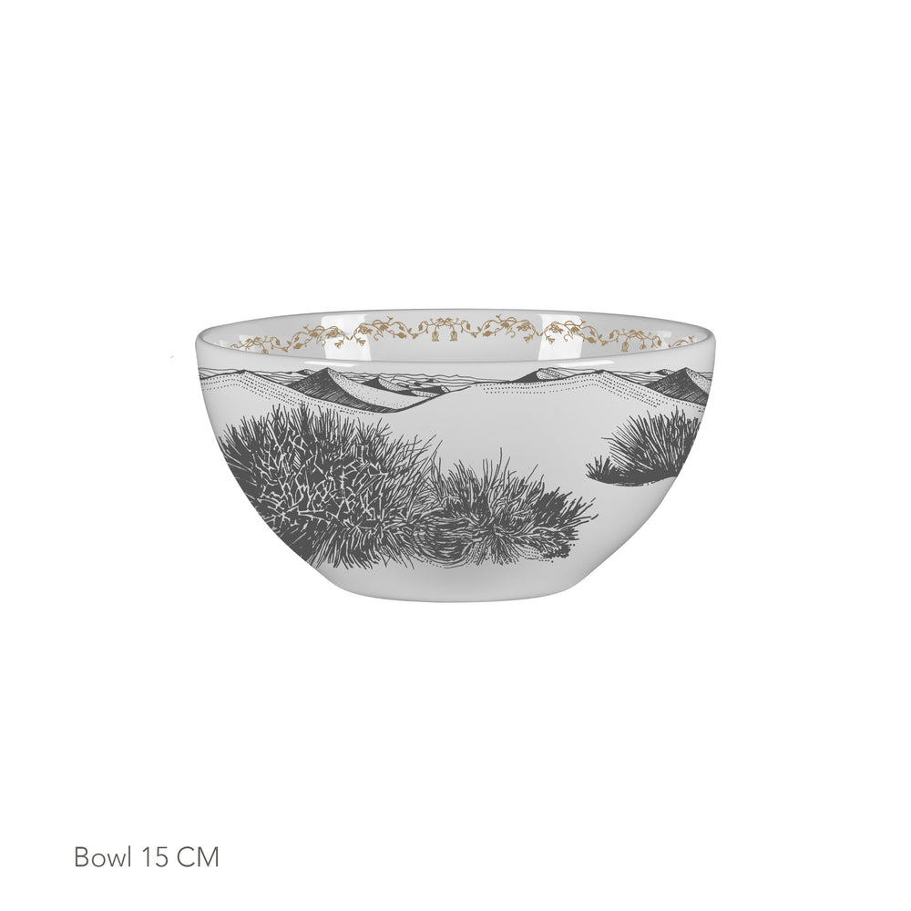 Dunes Bowl Outside Black Inside Gold Décor 15 CM - Rak Bone China