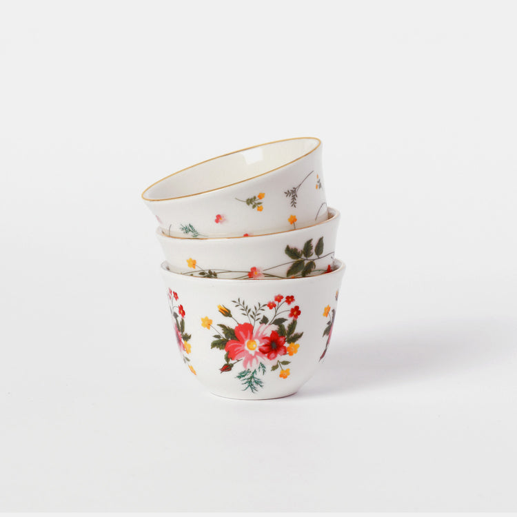 Vintage Blossom Arabic Cup - 6 Pcs Set