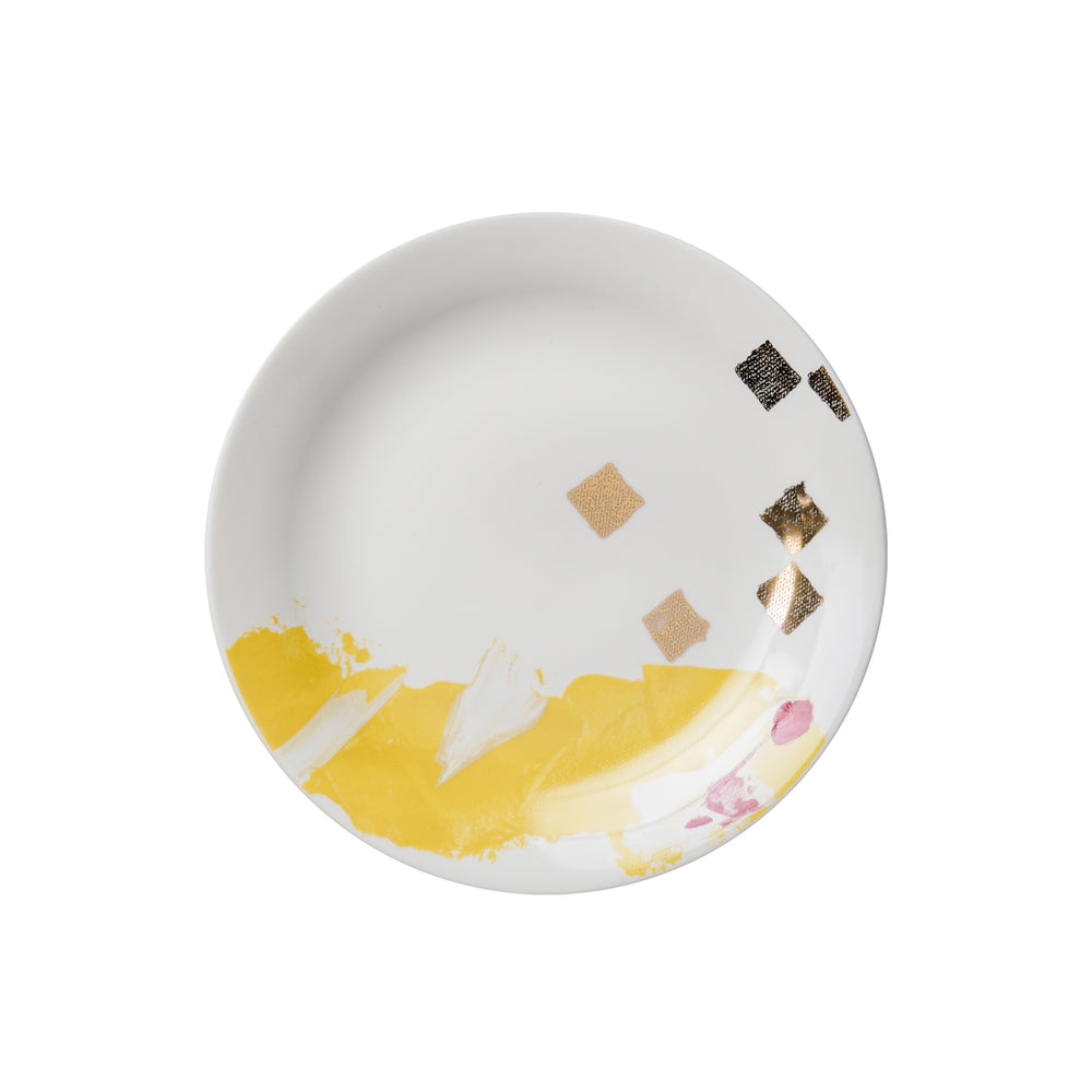 gold and dot design porcelain plate