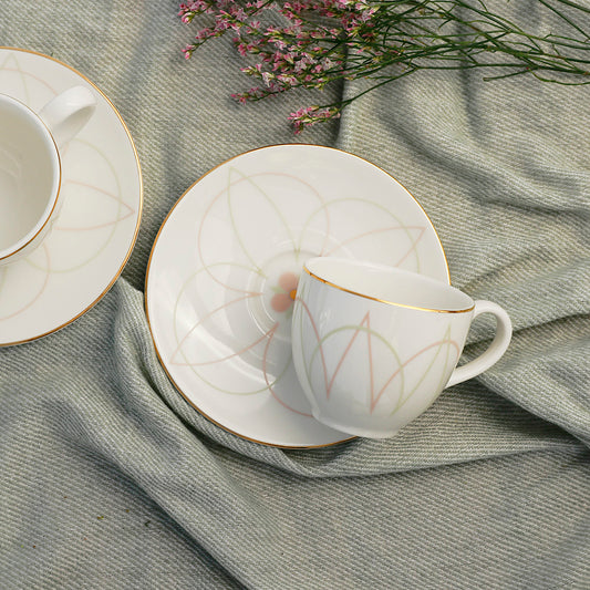 Azhara Coffee/Tea Cup & Saucer - 4 Pcs Set