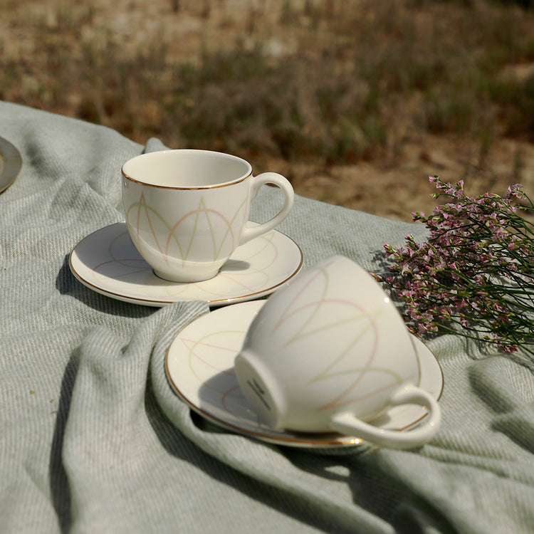 Azhara Coffee/Tea Cup & Saucer - 4 Pcs Set