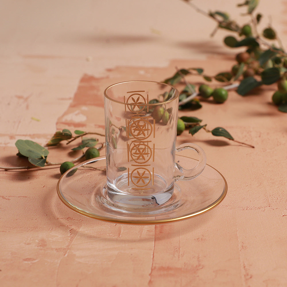 Small Tea Glass & Saucer - 6 Pcs Set