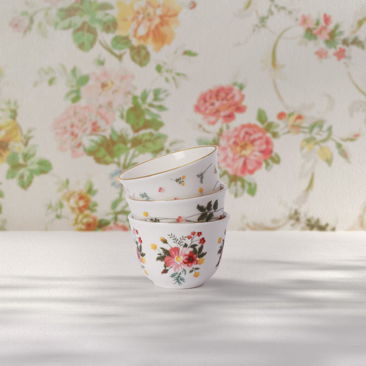 Vintage Blossom Arabic Cup - 6 Pcs Set